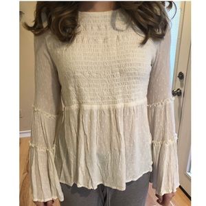 M American Eagle White Flowy Top